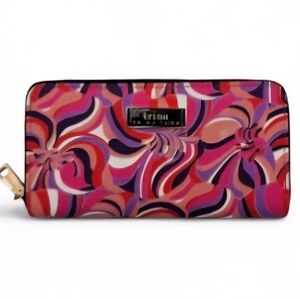 NIB Trina Turk Bohemian Pink Swirl Zip-Around Wallet